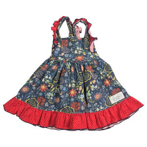 Caroline Kate Toddler Girl 3T Pinafore Floral Dress Cotton Spring Summer Cottage